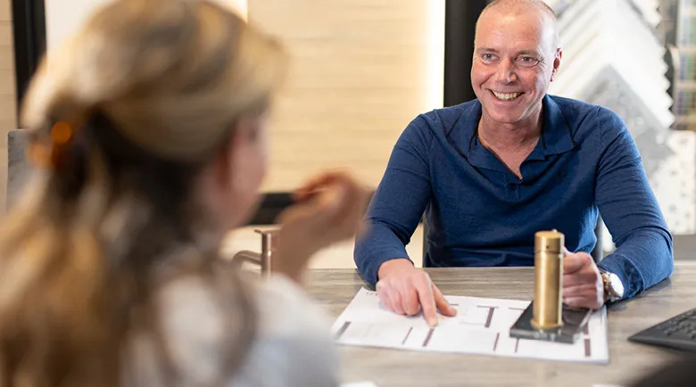 Personal advice moment in the showroom